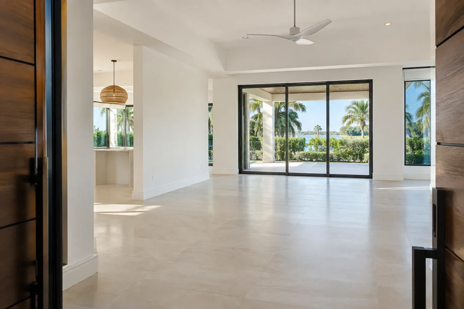 An empty rental living room after a cleanout, the Treasure Coast and Palm Beach County service illustration