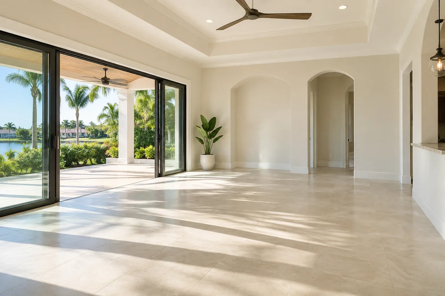 An empty rental living room after a cleanout, the Treasure Coast and Palm Beach County service illustration